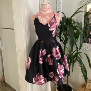 Black Floral Flowy Mini Dress